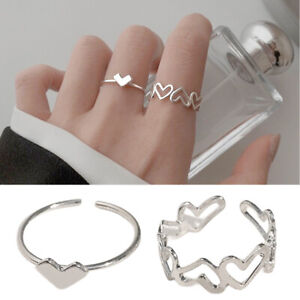 2Pcs/Set Silver Color Rings Open Ring  Adjustable Metal Rings Jewelry Simple