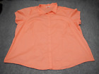 Woman Within Button Up Shirt 4X Plus Size Orange-Pink Color Cap Sleeves