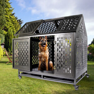 45’’ Heavy Duty Dog Crate for Large Dogs, Chew-Proof Metal Dog Kennel Dog Cage