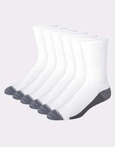 Hanes 6-Pack Crew Socks Ultimate Men's Ultra Cushion X-Temp FreshIQ Durable Sole