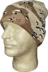 Beanie Stocking Cap Knit Hunting Military Camo Camouflage Desert Brown Black