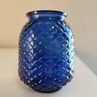 Cobalt Blue Glass Hobnail Round Miniature Vase/ Candle Holder 4 Inches Tall