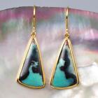Earrings Multicolor Bacan Chrysocolla Cabochon & 18K Gold Vermeil Sterling 5.37g