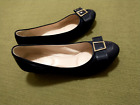 Cole Haan Grand Os Womens Navy Blue Patent Leather Bow Ballet Low Wedge Shoes 9B
