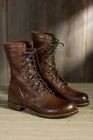 Handmade Genuine Leather Brown Combat Formal Lace Up Ankle High Boots For Men