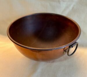 Vintage Solid Copper Whisking Bowl with Ring Handle; Made in Korea; 8