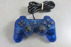 *TESTED* PlayStation 2 DualShock Controller OEM Clear Ocean Blue PS2 SCPH-10010