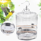 New Hanging Stainless Steel Bird Round Cage Parrot Perch Travel Carrier W/ Cup
