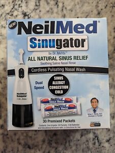 NeilMed Sinugator Cordless Pulsating Nasal Wash with 30 Packets Exp 8/26