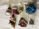 New ListingSequined Push Pin Vintage Christmas Ornaments Santa Mouse Bell Boot Lot of 7
