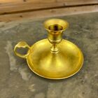 Vintage Brass Chamber Stick Candle Holder with Finger Loop & Drip Tray EUC MCM