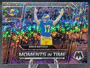 New Listing2023 Mosaic No Huddle Moments In Time Baker Mayfield Silver Disco Prizm #MT-10