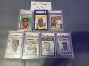 New Listing1958,59,61,66,67,68 ,71 Topps Hank Aaron Lot of (7) cards PSA Graded