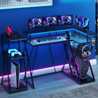 New Listing47 Inch L Shaped Gaming Desk L Desk Gaming Desk with Led Lights Computer Desk wi