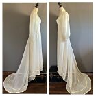 Vintage Bianchi Boutiques NY Boston Wedding Dress  Matching Veil Chiffon Sz S