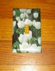 WHITE SPRING FLOWERING TULIP TULIPS PLANTS FLOWERS LIGHT SWITCH COVER PLATE