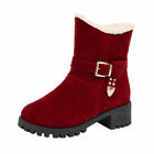 Women Casual Zip Booties High Top Winter Warm Snow Ankle Boots Buckle Shoes