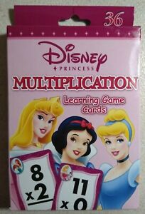 Disney Princess Multiplication Learning Game Cards - 36 Flash Cards For Kids