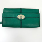 Fossil Women's Maddox Long Trifold Wallet Leather Dark Green