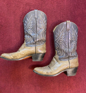 Vintage Dan Post Snakeskin Mens Western Cowboy Rodeo Boots 11 D