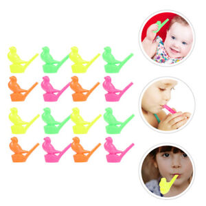 16pcs Colorful Whistle Plastic Bird Shaped Whistle Water Bird Whistle Party