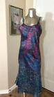 Silk Nightgown, Dark Floral Full Length L/XL # 041101