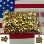 50 Lot Gold Locking Flathead Deluxe Lapel Pin Back Clasp Clutch Jewelry Findings