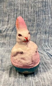 Antique German Small Easter Rabbit Roly Poly Toy 4 inches