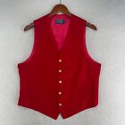 Vintage Pendleton Virgin Wool Mens Red Button Vest Pockets Size 40