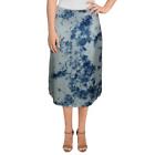 Fore Womens Blue Printed Office Daytime Midi Skirt M  7467