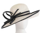 Large Wide Brim Cream & Black Sinamay Ladies Racing Hat 100% Australian Seller