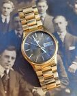 Vintage Pulsar Day/Date Y148 6009 Gold Tone Men's Quartz Watch