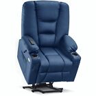MCombo Large Power Lift Recliner Chair with Massage and Heat, Faux Leather 7539