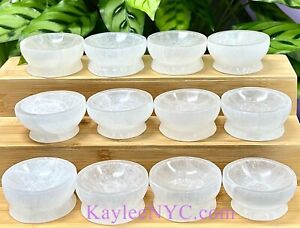 Wholesale Lot 12 Pcs Natural Selenite Aka Satin Spar  Bowls Crystal Healing ~6cm
