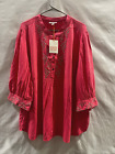 Women's Plus Size Bishop 3/4 Sleeve Embroidered Blouse - Knox Rose Poppy Red 3X