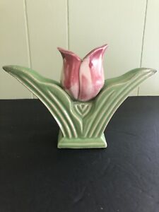 Vintage Tulip Vase/ Bud / Green/Rose Colored Made in Japan Pre Owned
