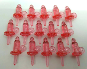 15 Lg Vintage Pink Candle Lights Bulbs w Glitter for Ceramic Christmas Tree RARE