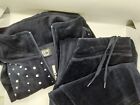 Womens Onque Petite Med. PM Navy Blue Warm Up Suit 2 pcs W/ Silver Stud Accents