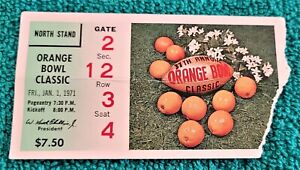 1971 ORANGE BOWL TICKET STUB - #3 NEBRASKA VS #5 LSU NATIONAL TITLE