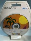 1 Memorex CD-R 10 Pack Beach Theme Recordable 52X 700MB 80Min Sealed Blank Media