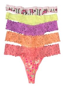 Lot of 5 Victorias Secret Thong Panties Size XL Assorted Colors & Patterns