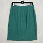 Ann Taylor Studio Womens Skirt Size 14 100% Silk Straight Pencil Green Button