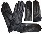 Leather gloves. Woman's Leather Black winter Gloves. Dress Gloves. Warm Gloves.