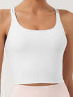 Women Mesh Padded Sports Bra Criss Cross Back Workout Yoga Crop Top - White