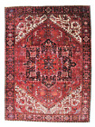 New ListingHeriz Red Navy Tribal Hand Knotted Oriental Wool Area Rug Carpet 8'1