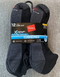 Hanes Low Cut Socks Black Size 12-14 Men's X-Temp Fresh IQ 12 Pack
