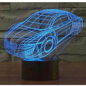 Race Car Creative 3D LED Visualization Optical Illusion Desk Lamp 7 Colors