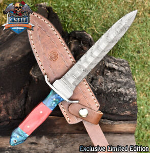 CSFIF Hot Item Hunting Knife Damascus Mixed Material Steel Guard Hiking Unique