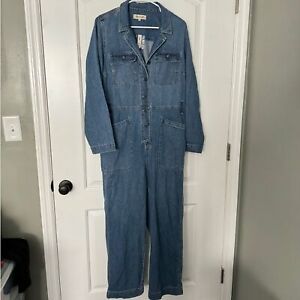 NWT Madewell Denim Jumpsuit Tie-Waist in Claireville Wash Size Large *Flawed*