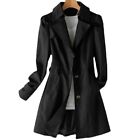 Womens Single Breasted Mid Long Trench Coat Casual Autumn Jacket Outwear Sz